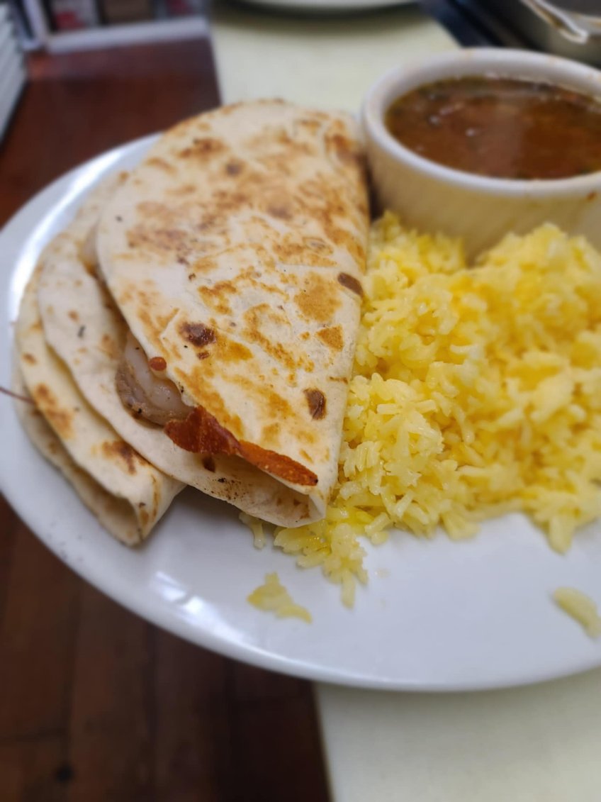 Quesadillas with rice and beans